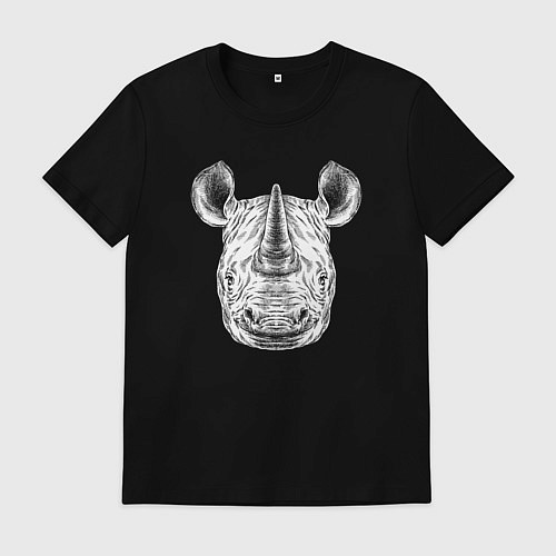 Мужская футболка Носорожик белый / Черный – фото 1