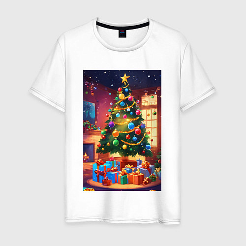 Мужская футболка Красочное рождество / Белый – фото 1