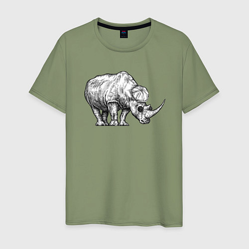 Мужская футболка Носорог в кепке / Авокадо – фото 1