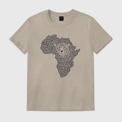 Футболка хлопковая мужская Африканский леопард, цвет: миндальный