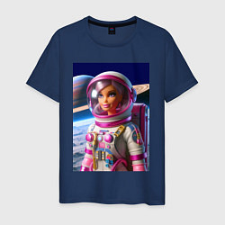 Футболка хлопковая мужская Барби - крутой космонавт, цвет: тёмно-синий