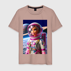 Футболка хлопковая мужская Барби - крутой космонавт, цвет: пыльно-розовый