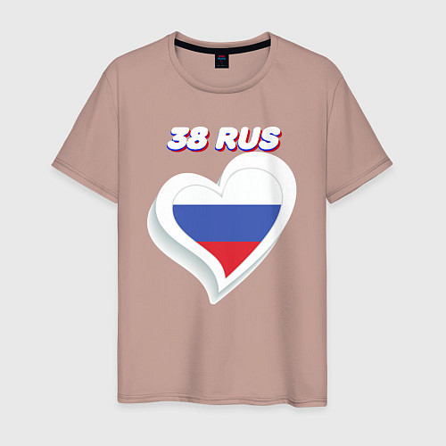 Мужская футболка 38 регион Иркутская область / Пыльно-розовый – фото 1