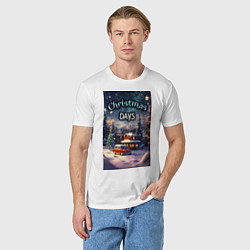 Футболка хлопковая мужская Рождественский день, цвет: белый — фото 2