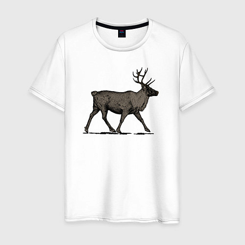 Мужская футболка Северный олень в профиль / Белый – фото 1