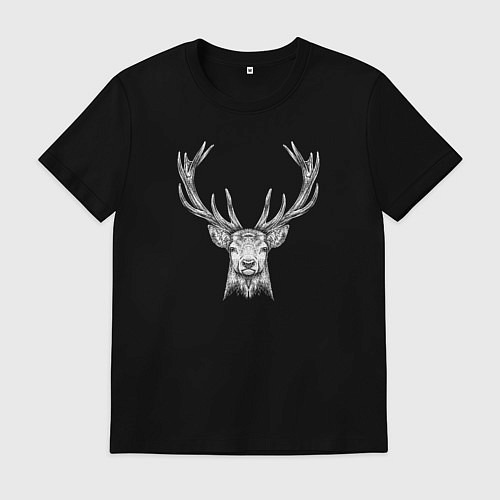 Мужская футболка Олень белый / Черный – фото 1