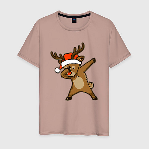 Мужская футболка Dabbing deer / Пыльно-розовый – фото 1
