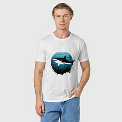 Футболка хлопковая мужская Акула белая, цвет: белый — фото 2
