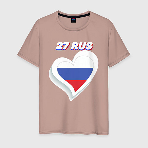 Мужская футболка 27 регион Хабаровский край / Пыльно-розовый – фото 1