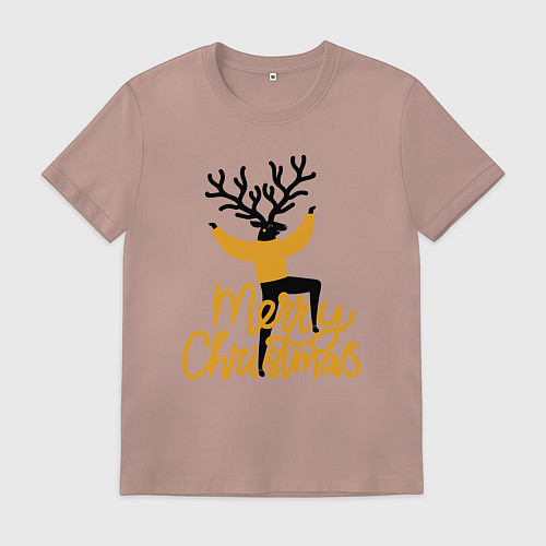 Мужская футболка Олень Рождества / Пыльно-розовый – фото 1