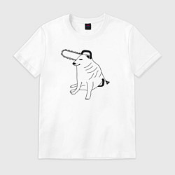 Мужская футболка Мем собака человек бензопила