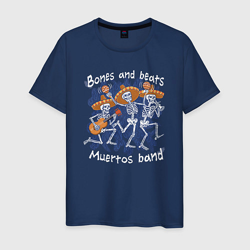 Мужская футболка Танцующие скелеты-музыканты / Тёмно-синий – фото 1