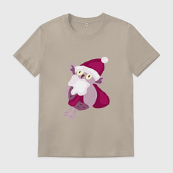 Мужская футболка Совушка - дед мороз