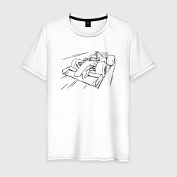 Футболка хлопковая мужская Формула 1 контур, цвет: белый