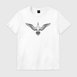 Футболка хлопковая мужская Олуша в полете, цвет: белый