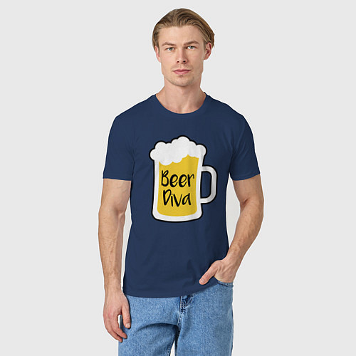 Мужская футболка Beer diva / Тёмно-синий – фото 3