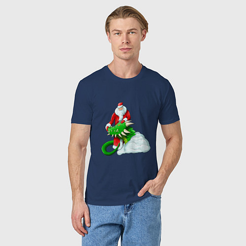 Мужская футболка Дед мороз и дракон / Тёмно-синий – фото 3