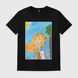 Футболка хлопковая мужская Счастливая весна, цвет: черный