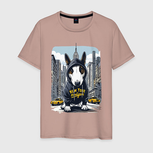 Мужская футболка Булли - нью-йоркский хулиган / Пыльно-розовый – фото 1