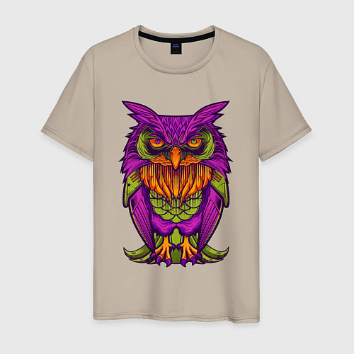 Мужская футболка Purple owl / Миндальный – фото 1