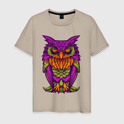 Футболка хлопковая мужская Purple owl, цвет: миндальный