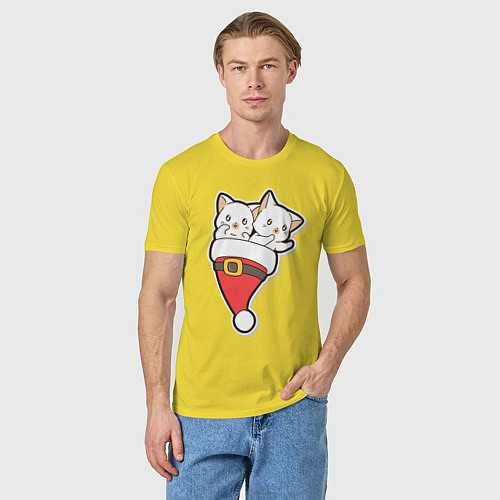 Мужская футболка Вдвоем веселее с котиками / Желтый – фото 3