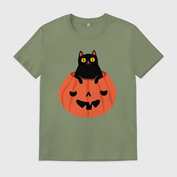 Мужская футболка Котик в тыкве