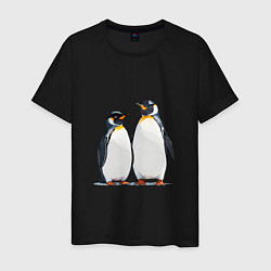 Футболка хлопковая мужская Друзья-пингвины, цвет: черный