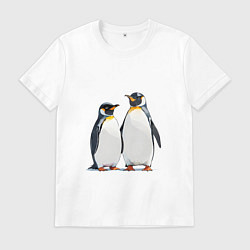 Футболка хлопковая мужская Друзья-пингвины, цвет: белый