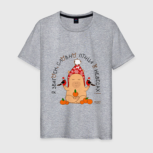 Мужская футболка Капибара: я збагоен словно птица / Меланж – фото 1