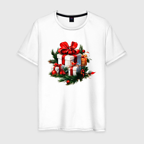 Мужская футболка Рождественский подарок / Белый – фото 1