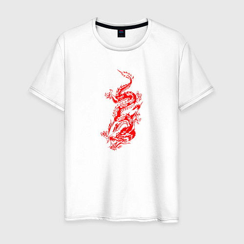 Мужская футболка Японский красный дракон / Белый – фото 1
