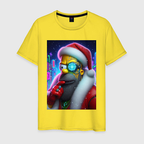 Мужская футболка Simpson Claus - cyberpunk / Желтый – фото 1