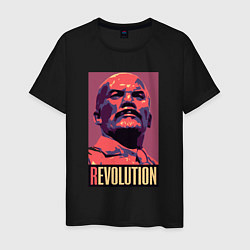 Футболка хлопковая мужская Lenin revolution, цвет: черный