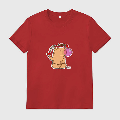 Мужская футболка Капибара: миру мир / Красный – фото 1