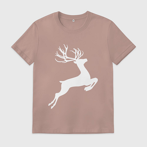 Мужская футболка Новогодний минималистичный олень / Пыльно-розовый – фото 1