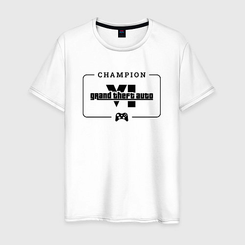 Мужская футболка GTA6 gaming champion: рамка с лого и джойстиком / Белый – фото 1