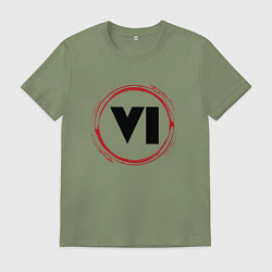 Мужская футболка Символ GTA 6 и красная краска вокруг