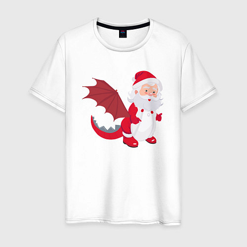 Мужская футболка Дед Мороз в костюме дракона / Белый – фото 1
