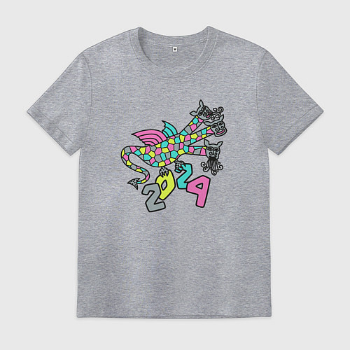 Мужская футболка Русский дракон на Новый год / Меланж – фото 1