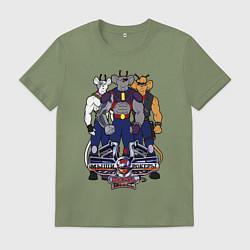 Футболка хлопковая мужская Мыши рокеры с марса - все, цвет: авокадо