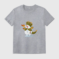 Футболка хлопковая мужская Снеговик в костюме дракона, цвет: меланж