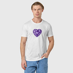 Футболка хлопковая мужская Фиолетовое алмазное сердце, цвет: белый — фото 2