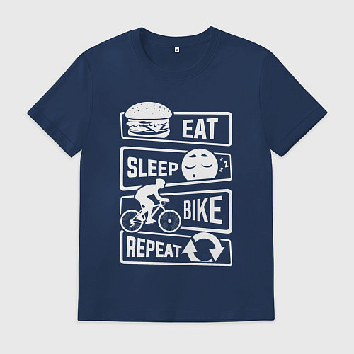 Мужская футболка Eat sleep bike / Тёмно-синий – фото 1
