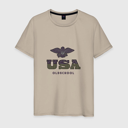 Мужская футболка USA Oldschool / Миндальный – фото 1