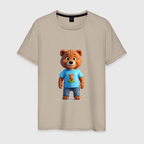 Мужская футболка Медвежонок улыбается / Миндальный – фото 1