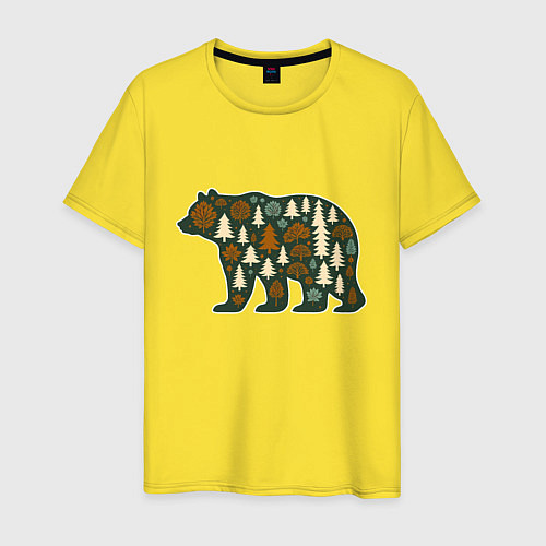 Мужская футболка Медведь и тайга / Желтый – фото 1