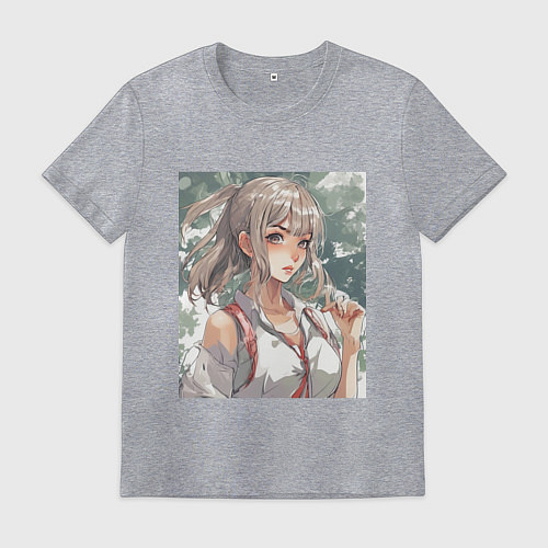 Мужская футболка Девушка блондинка / Меланж – фото 1