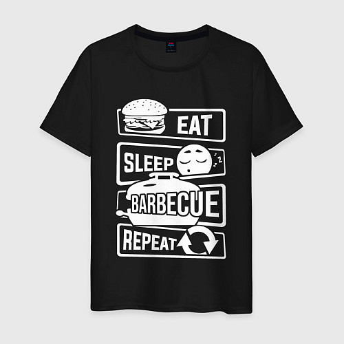 Мужская футболка Еда сон барбекю / Черный – фото 1