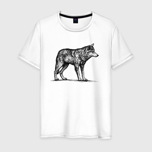 Мужская футболка Волк дикий / Белый – фото 1